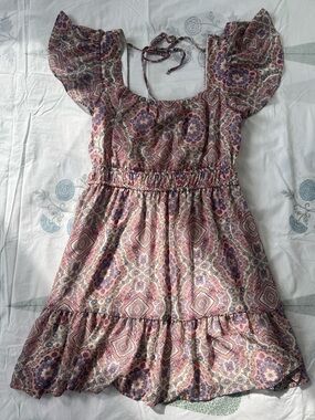 As U Wish Cream and Pink Paisley Mini Dress